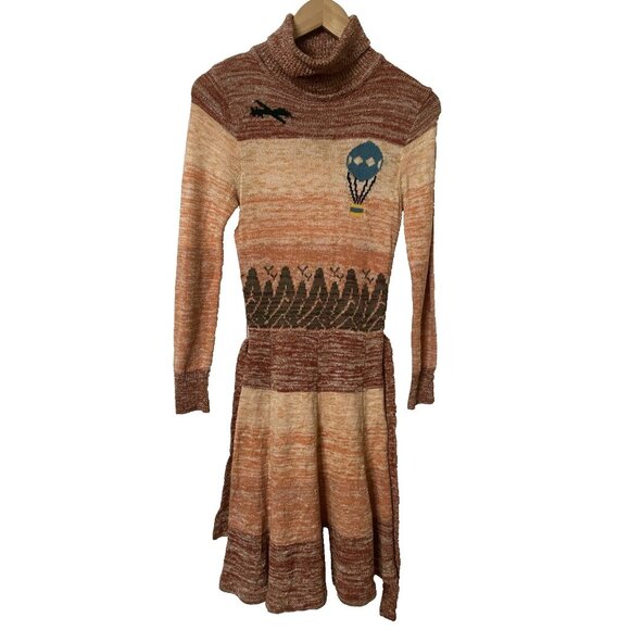 Vintage Dresses & Skirts - Vintage Mother Nature Joseph Ribkoff Mod Bodycon Knit Dress Womens 70s Boho